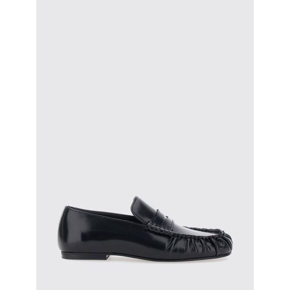 ALOHAS Handbags - Alohas Aven Loafers In Black Brushed Leather With Penny Bar And Low Heel